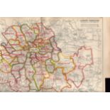 Bacons Vintage London Metropolitan & Parliamentary Detailed Map.