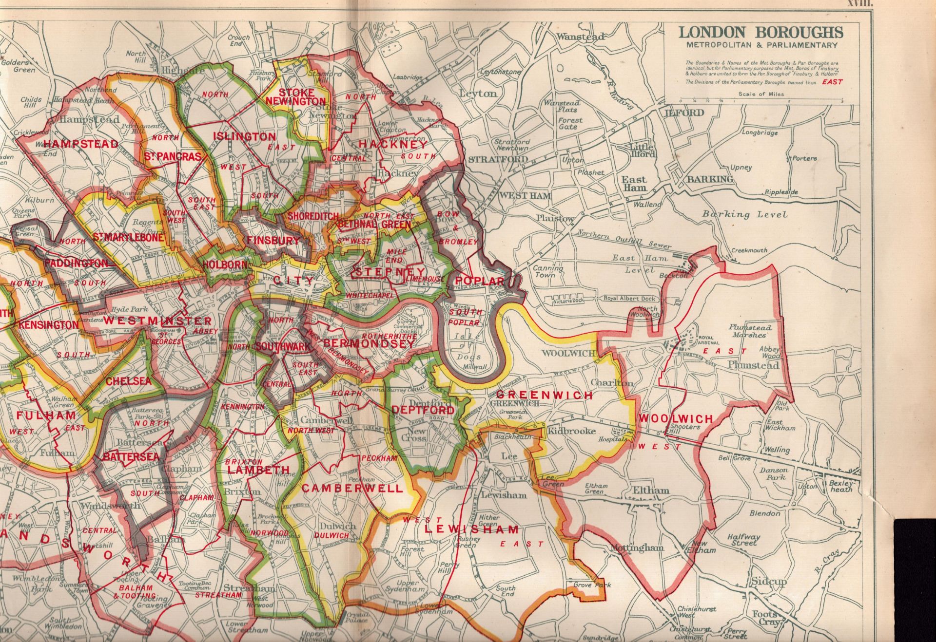 Bacons Vintage London Metropolitan & Parliamentary Detailed Map.