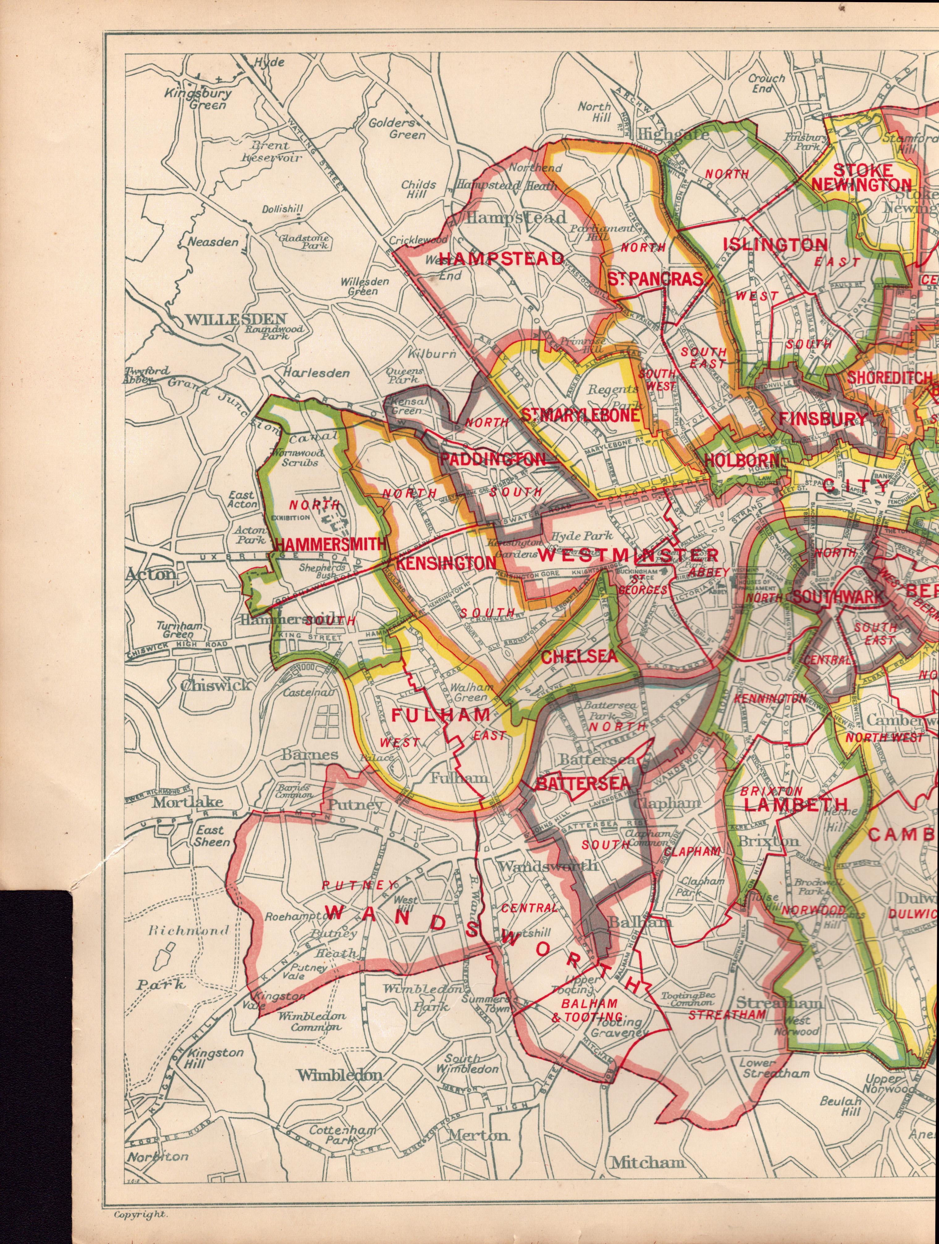 Bacons Vintage London Metropolitan & Parliamentary Detailed Map. - Image 2 of 4