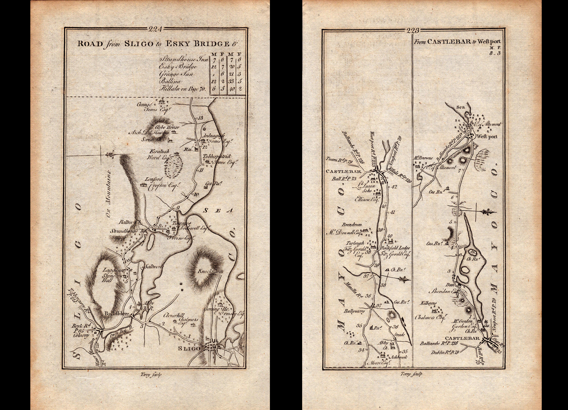 Ireland Rare Antique 1777 Map Mayo Castlebar Strade Ballyvary Westport.