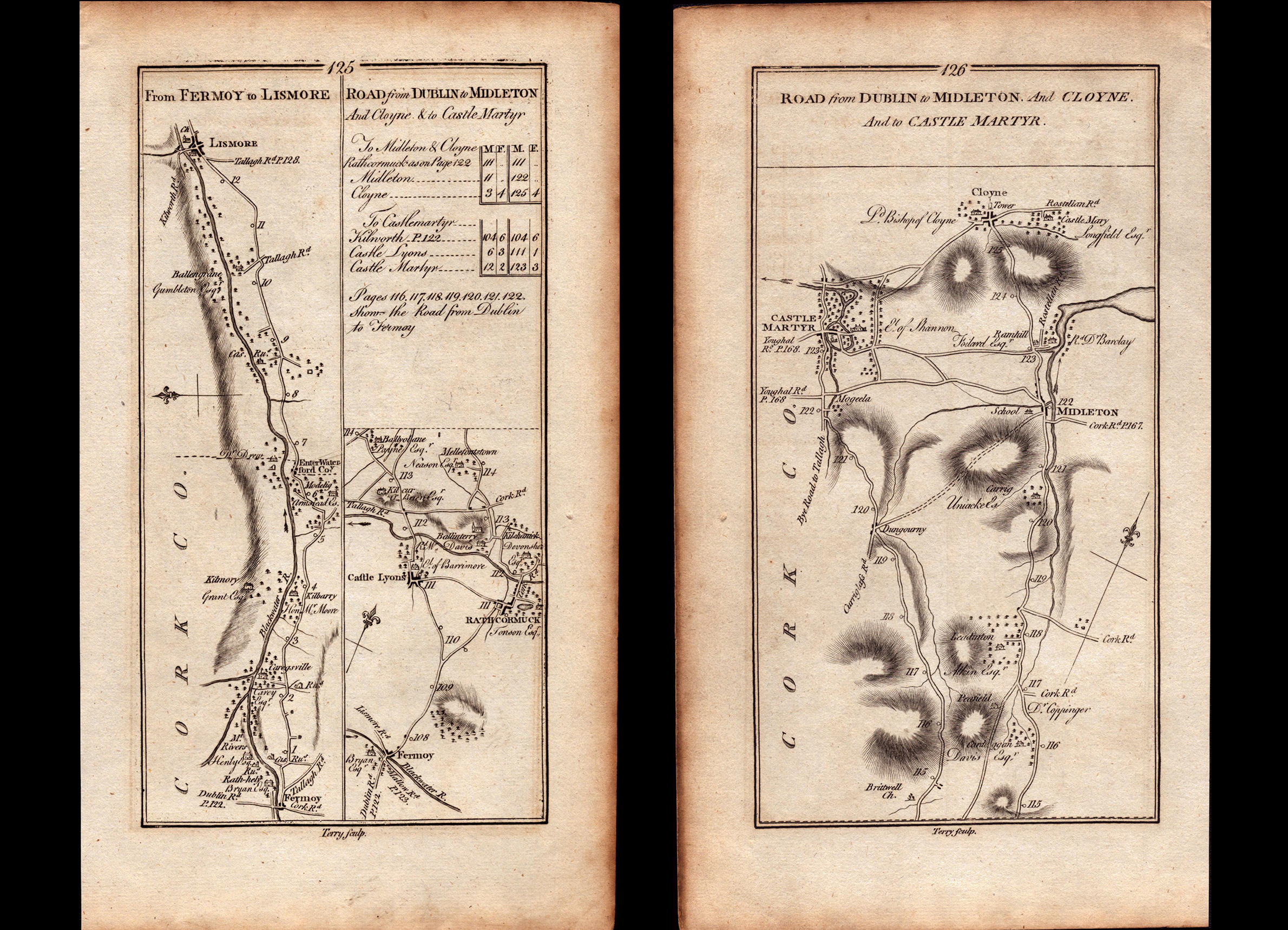 Ireland Rare Antique 1777 Map Co Cork Lismore Midleton Fermoy Cloyne Mogeely.