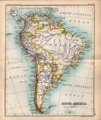 South America Double Sided Victorian Antique 1898 Map.