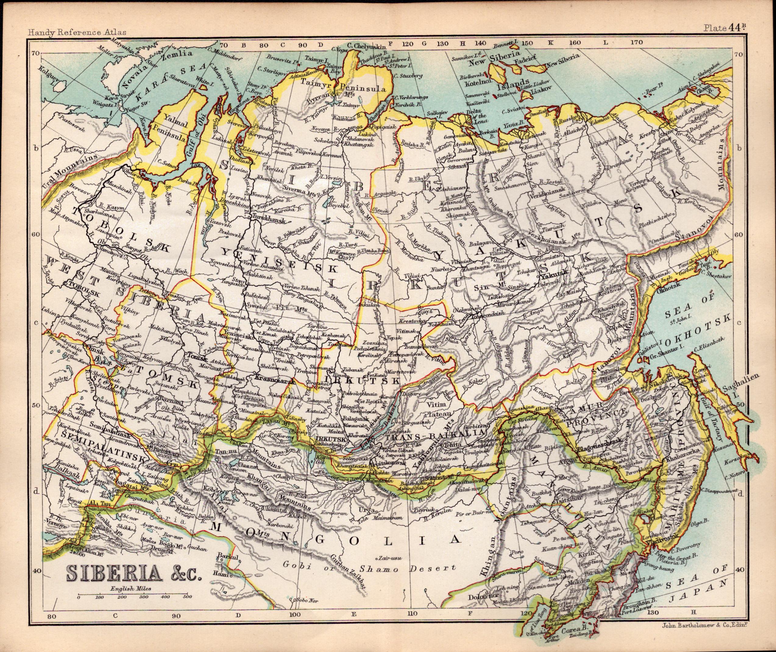 Siberia Area Double Sided Victorian Antique 1896 Map.