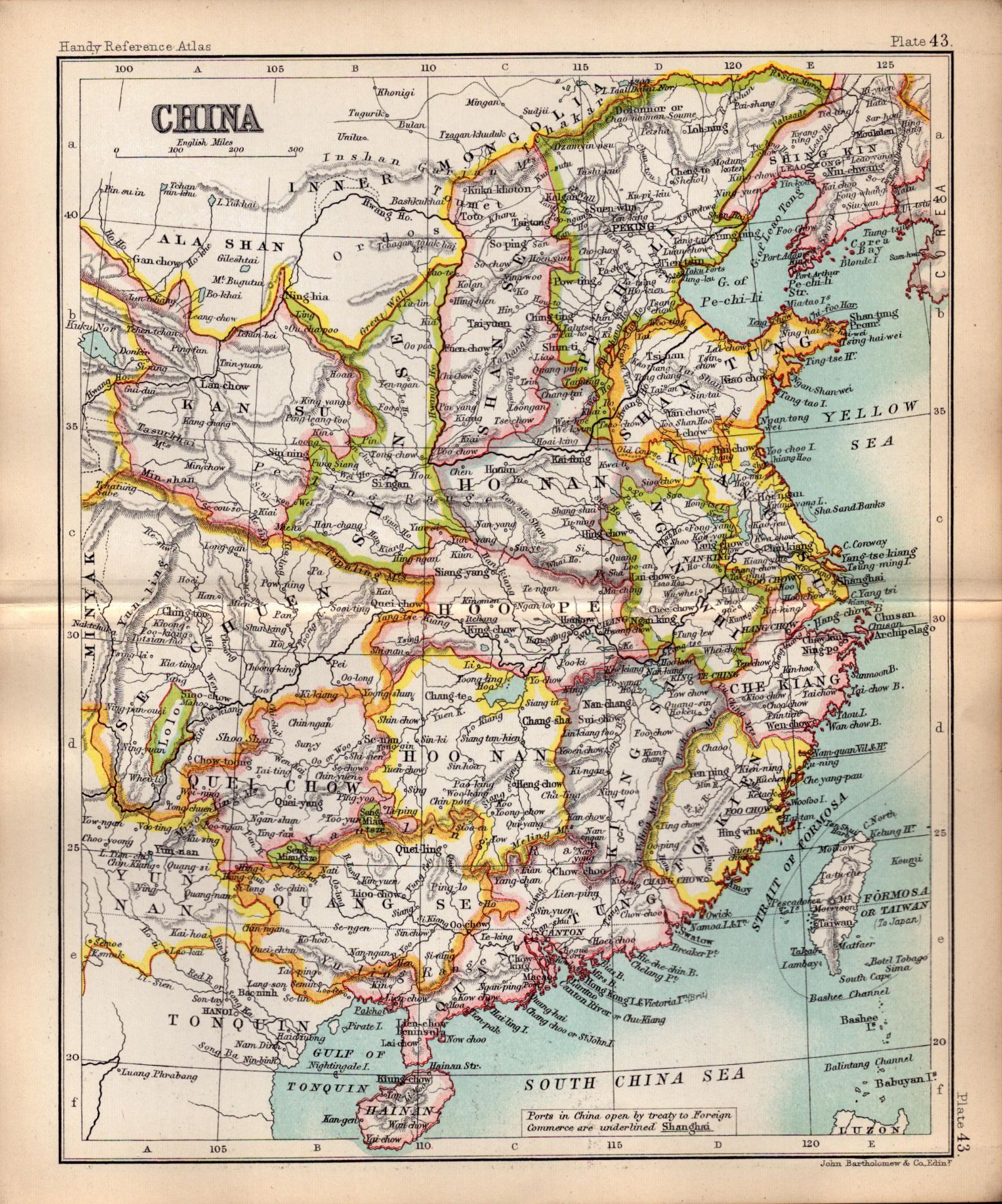 China Area Double Sided Antique 1896 Map.