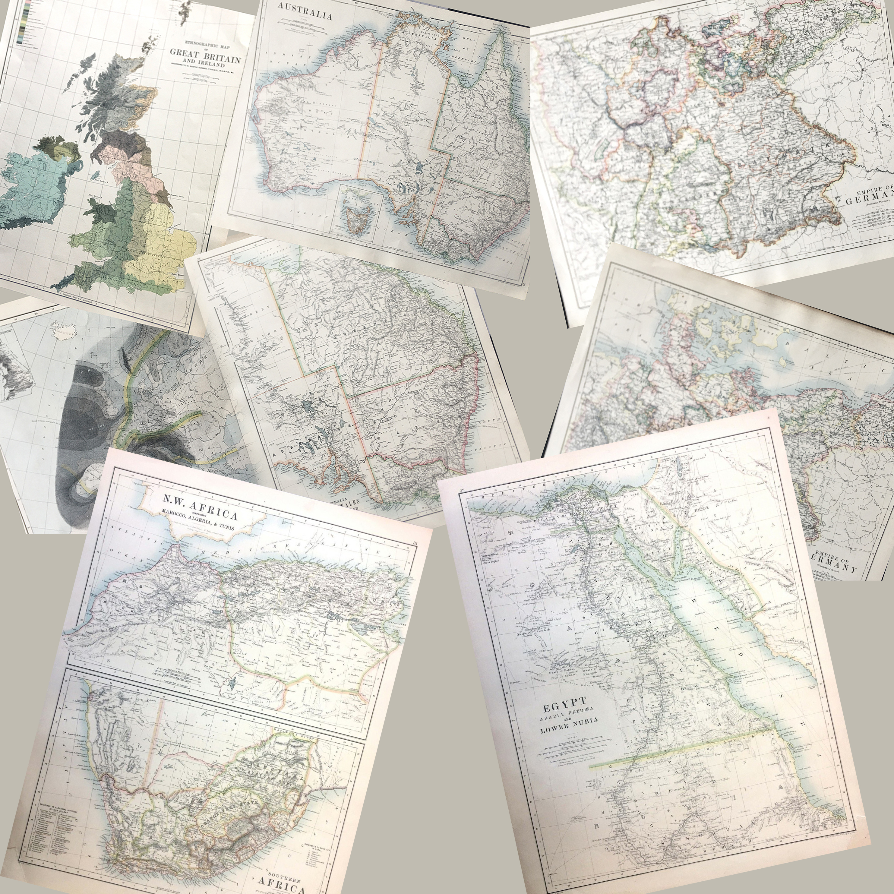 Job-Lot Geography and Astronomy, 1885, W. & A.K. Johnston Antique Map.