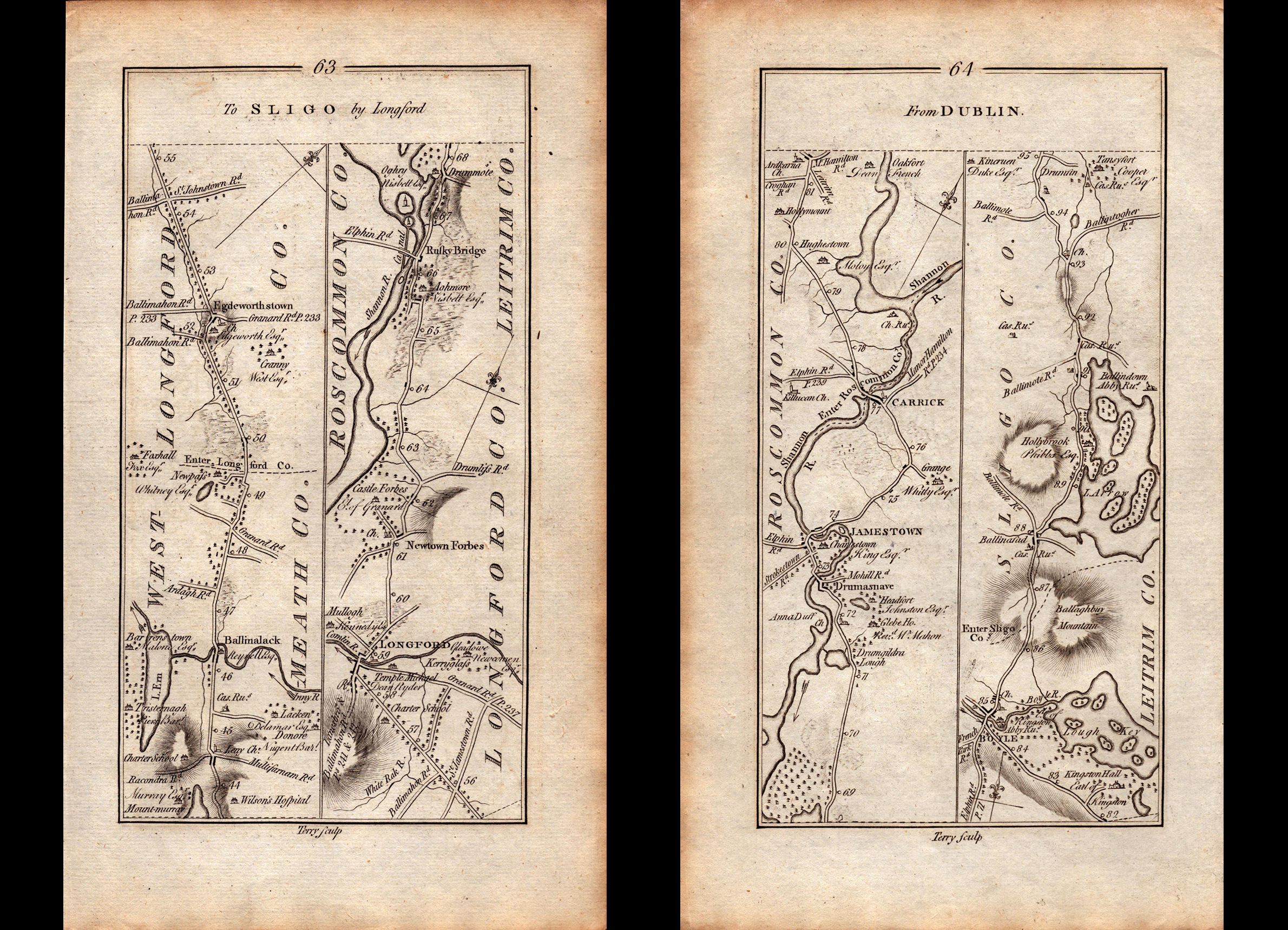 Ireland Rare Antique 1777 Map Sligo Longford Carrick On Shannon Areas.