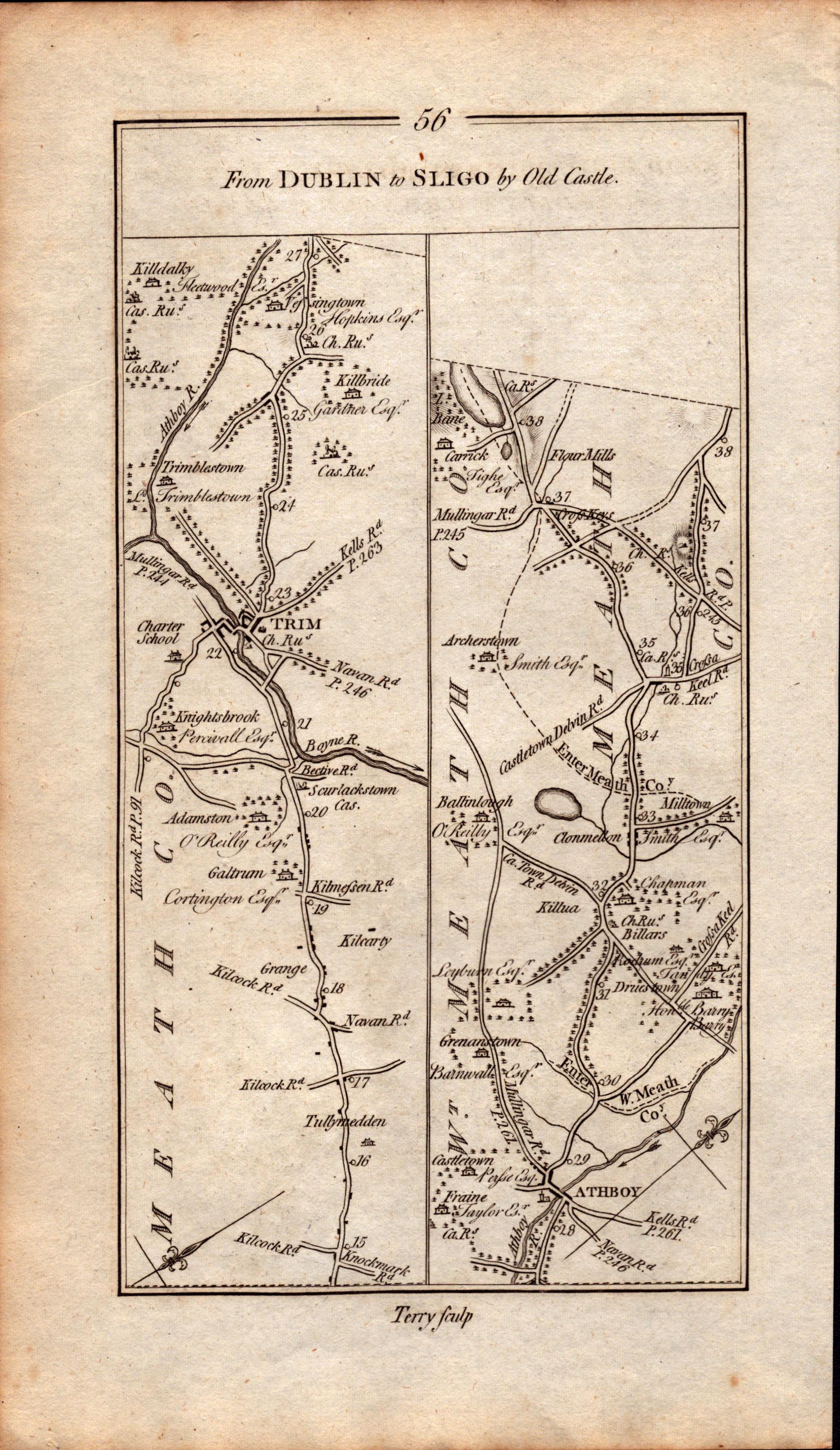 Ireland Rare Antique 1777 Map Dublin to Sligo Trim Kildalkey Dunboyne. - Bild 3 aus 4