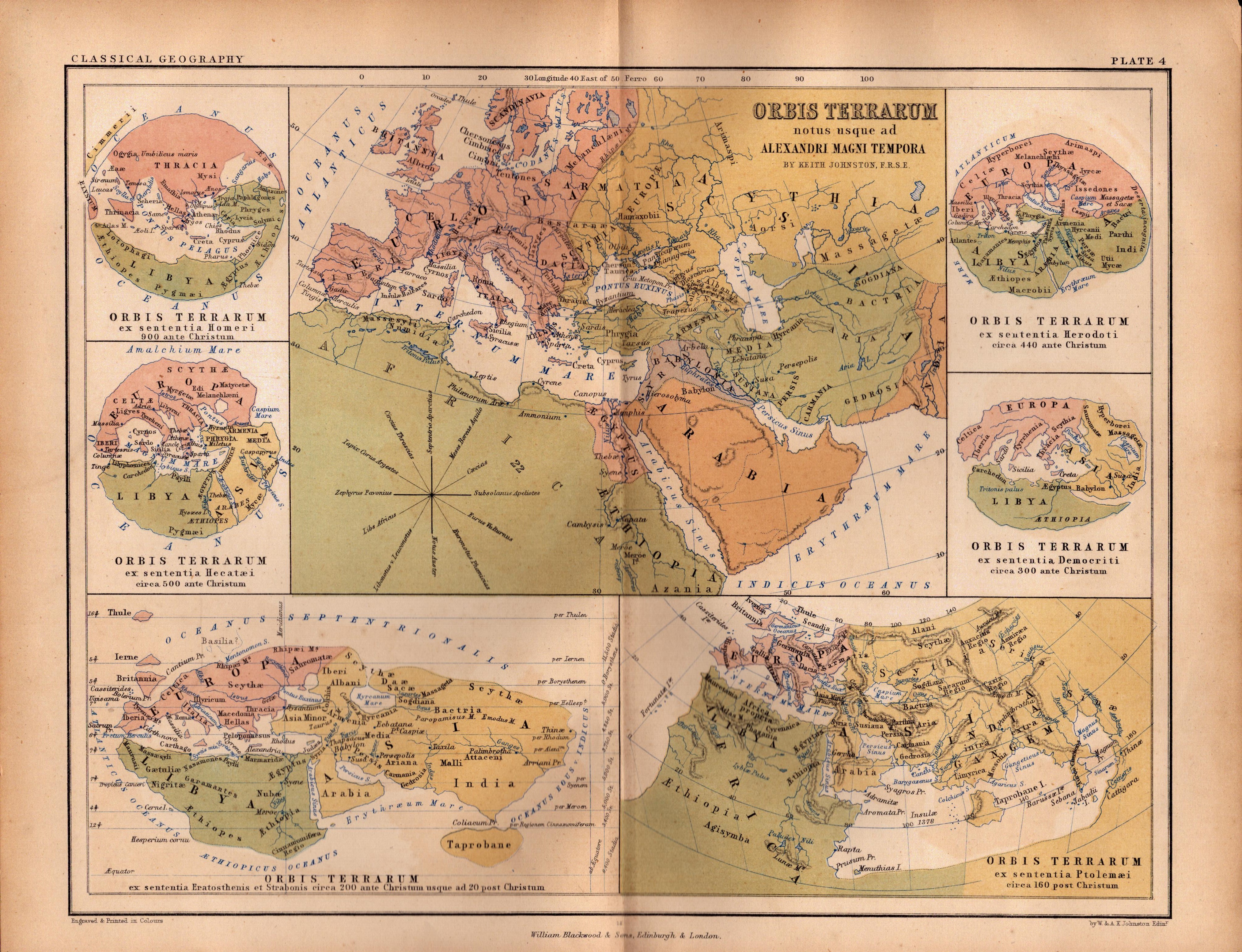 Antique 1867 “Orbis Veteribus Notus” Map of the Known World.