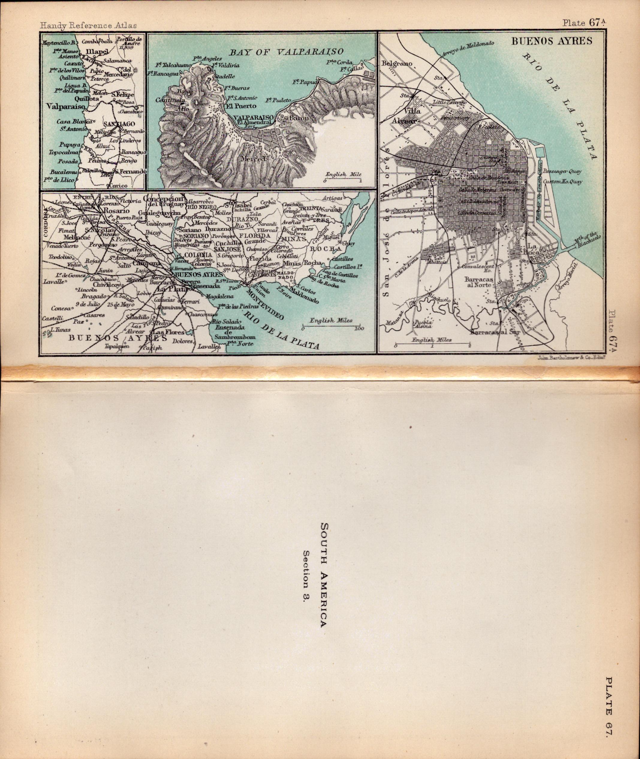 South America Argentina Falklands Double Sided Victorian Antique 1896 Map. - Image 2 of 3