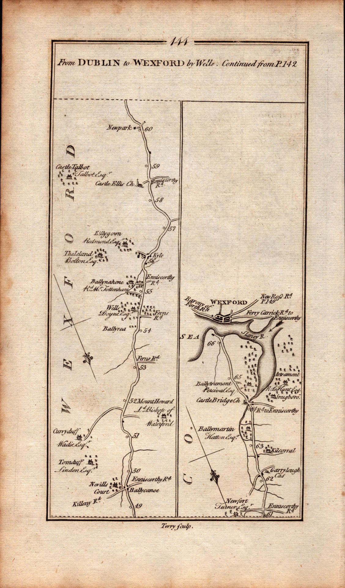 Ireland Rare Antique 1777 Map Dublin Enniscorthy Wexford Taghmon Etc. - Image 2 of 4