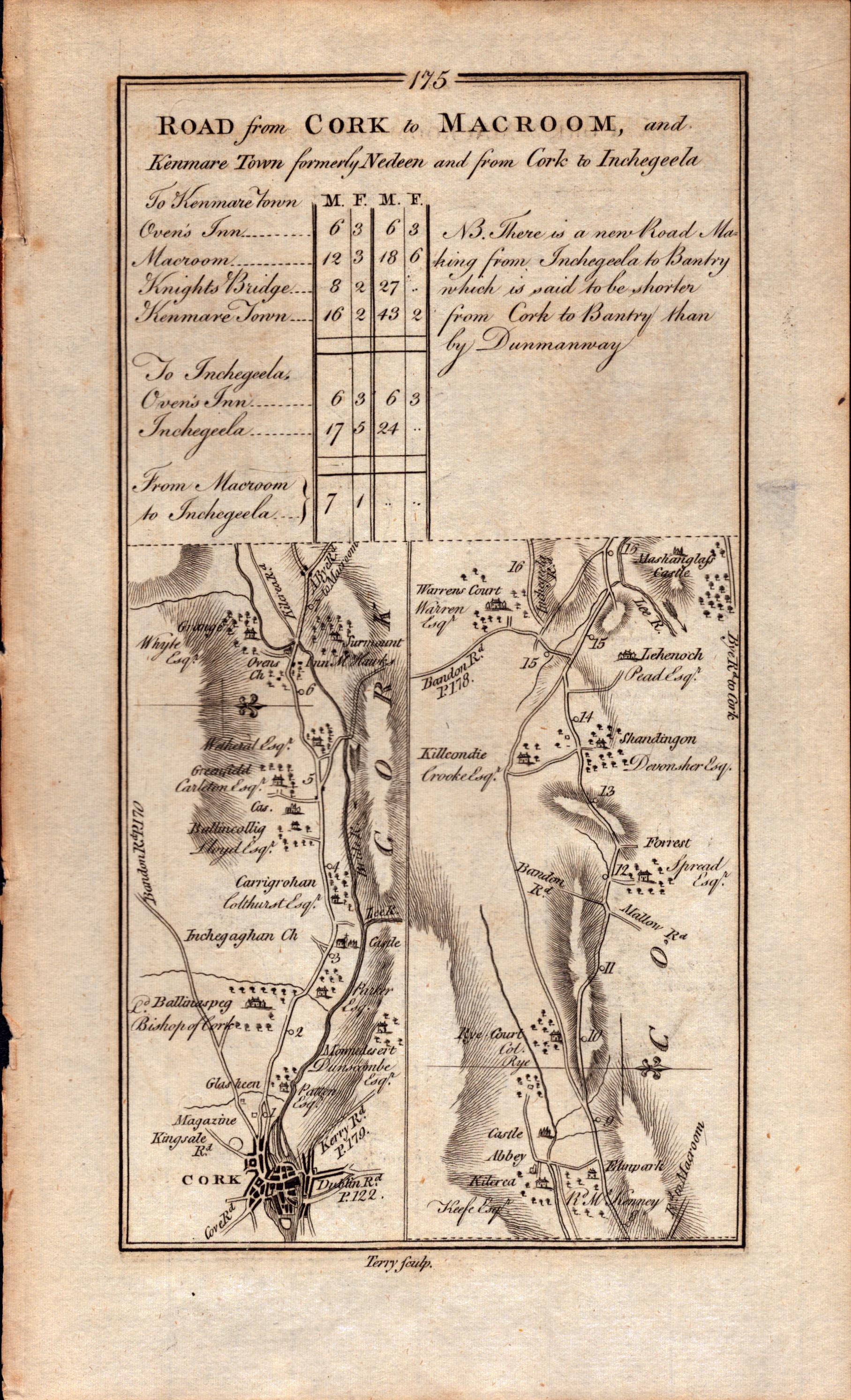 Ireland Rare Antique 1777 Road Map Cork Macroom Kenmare Town. - Bild 2 aus 4