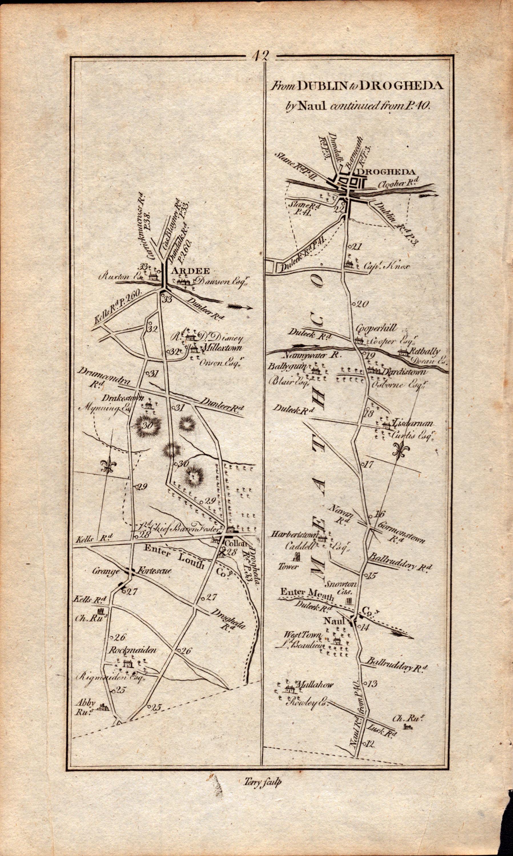 Ireland Rare Antique 1777 Map Slane Drogheda Dunleek Ardee Naul Co Meath. - Bild 3 aus 4