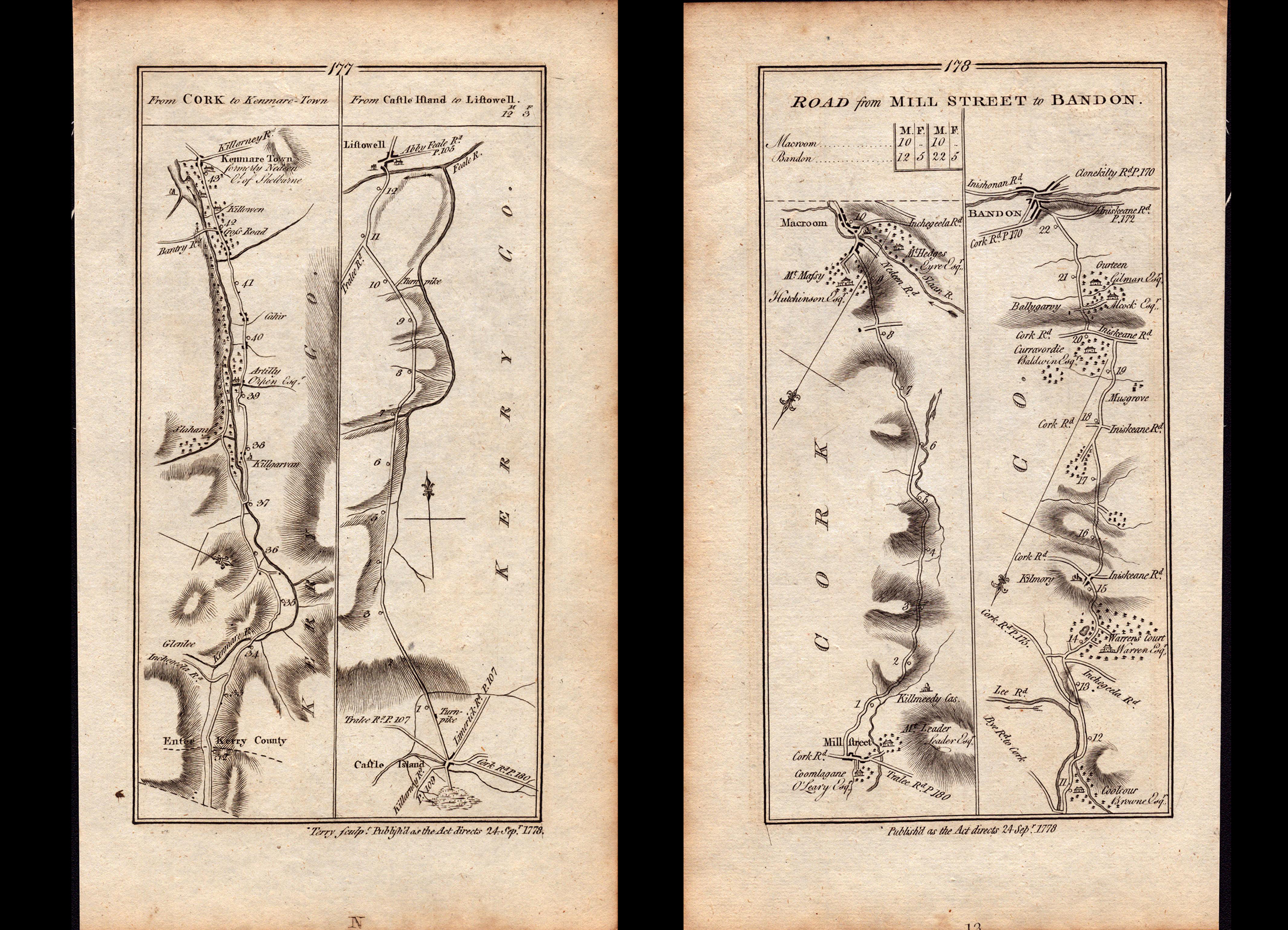 Ireland Rare Antique 1777 Map Kenmare Listowel Macroom Bandon Cork.