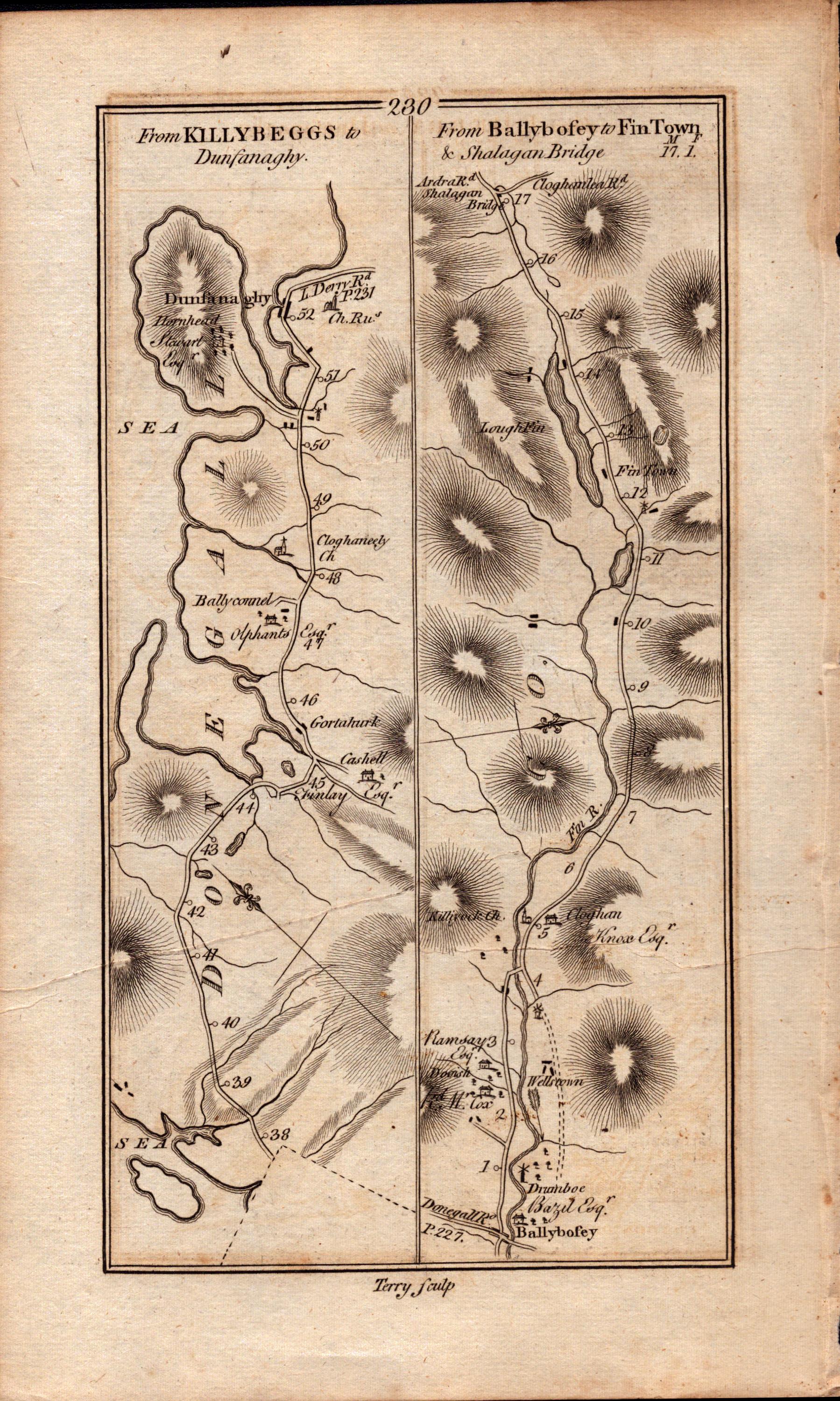 Ireland Rare Antique 1777 Map Killybegs Donegal Narin Dungloe Ballybofey. - Image 3 of 3