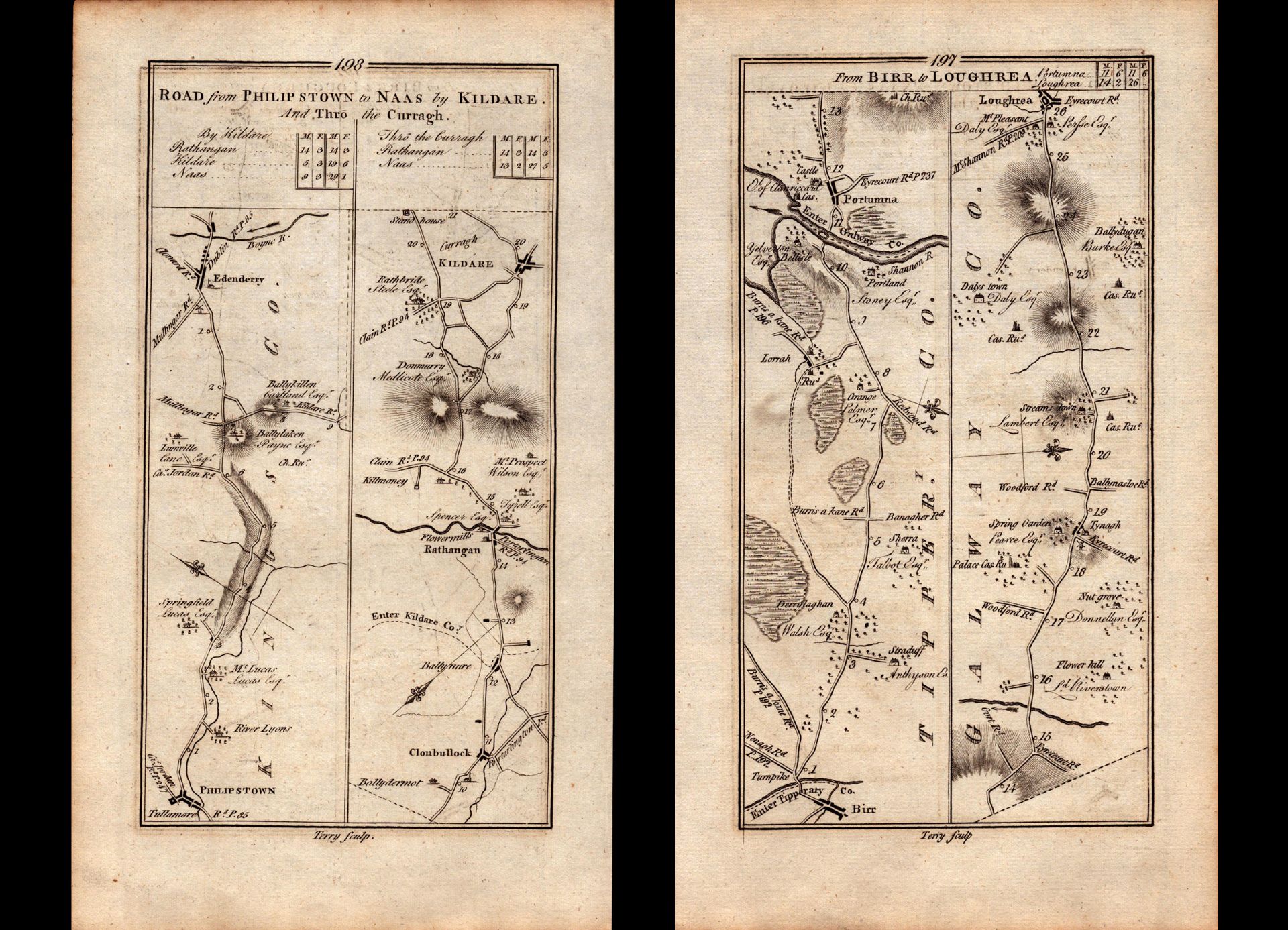 Ireland Rare Antique 1777 Map Birr Rathangan Kildare Galway Tipperary.