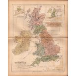 Antique 1867 Coloured Classical Geography Detailed Map Britannia.