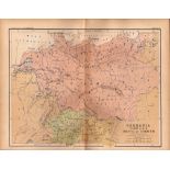 Antique 1867 Coloured Classical Geography Detailed Map Germany.