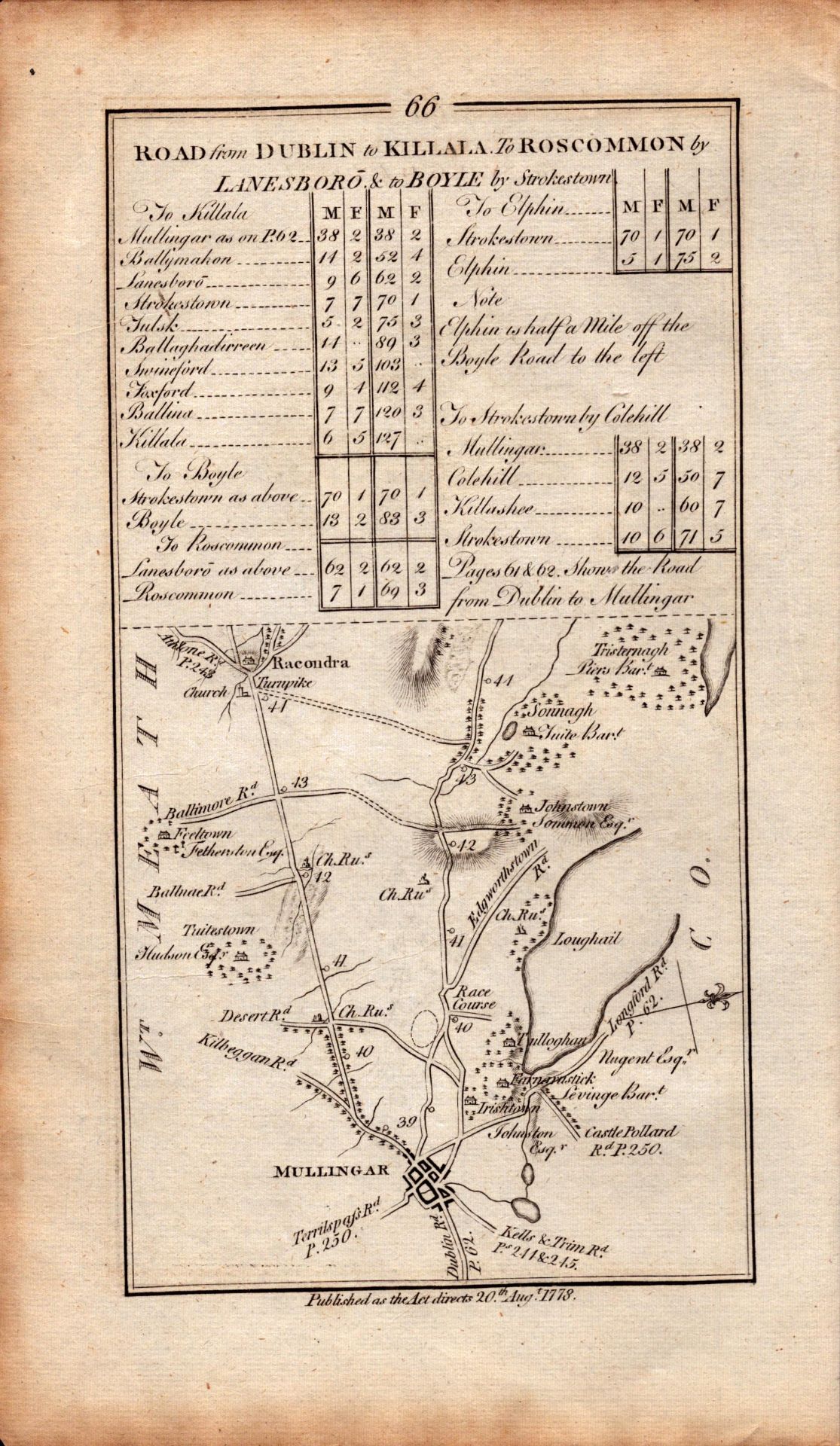 Ireland Rare Antique 1777 Map Sligo Mullingar Sonna Lough Roscommon. - Image 2 of 4