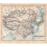 Chinese Empire & Japan Double Sided Victorian Antique 1898 Map.