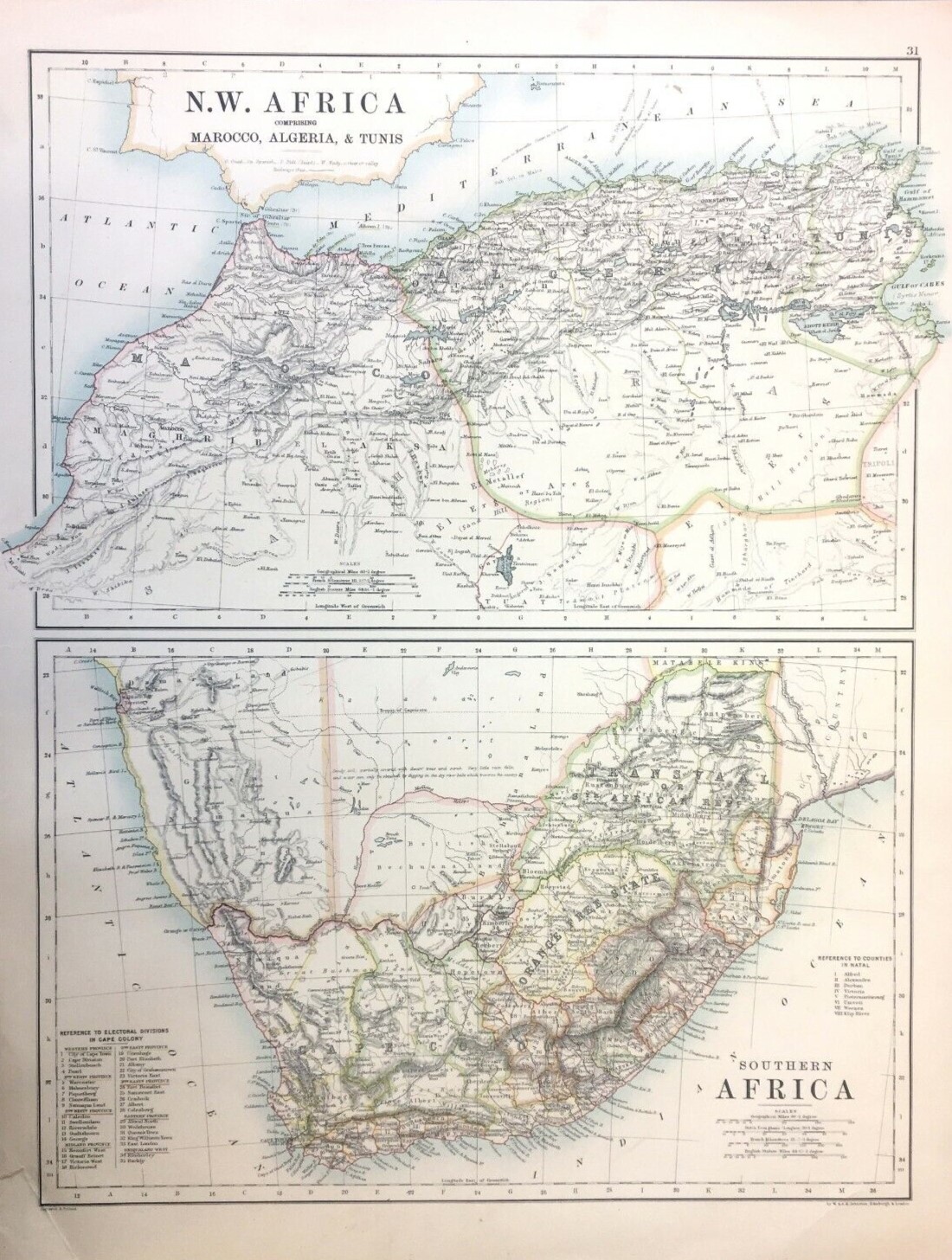 Job-Lot Geography and Astronomy, 1885, W. & A.K. Johnston Antique Map. - Bild 3 aus 6