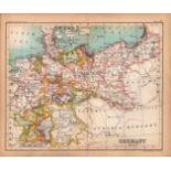 Central Germany Double Sided Victorian Antique 1898 Map.