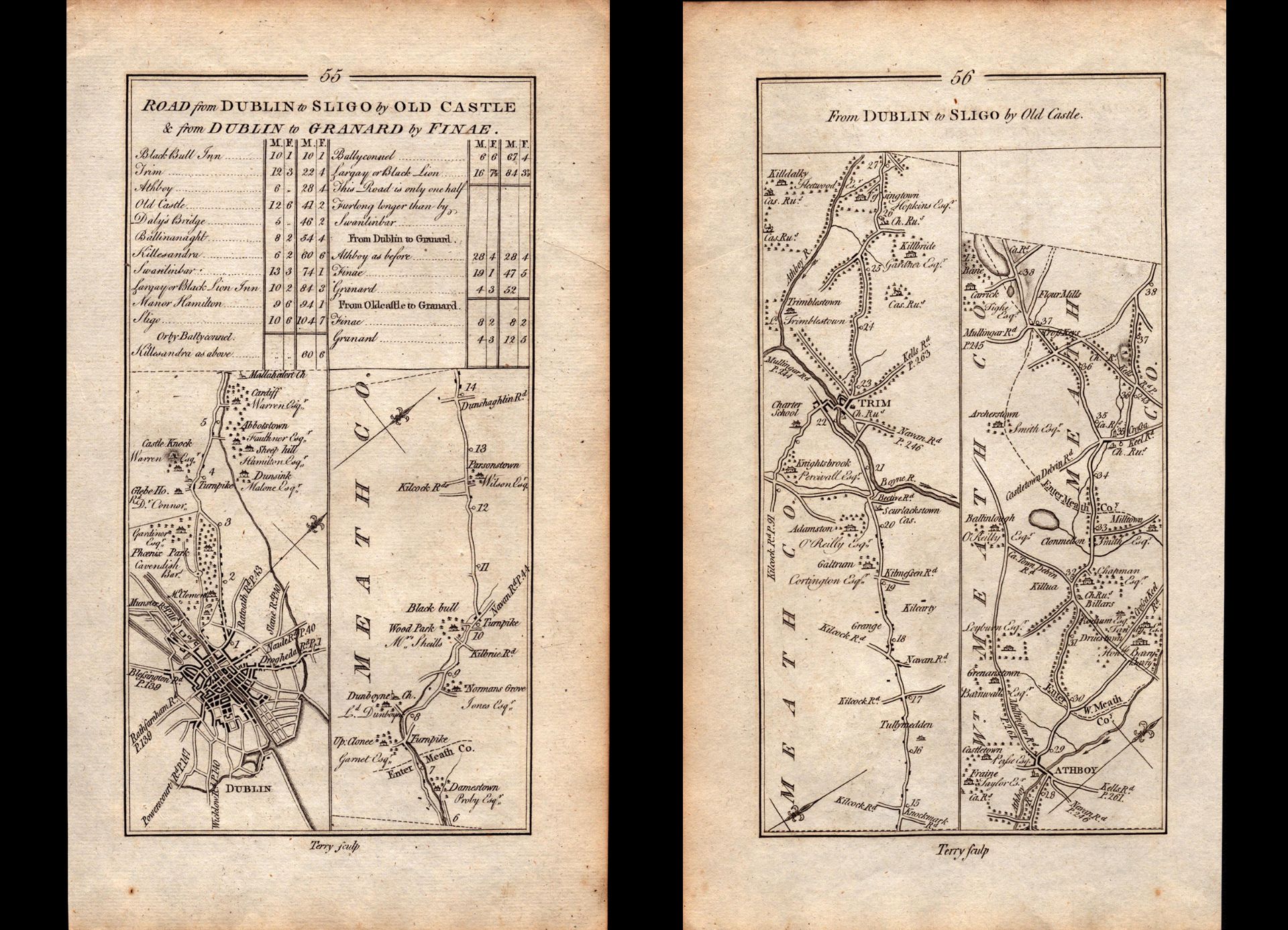 Ireland Rare Antique 1777 Map Dublin to Sligo Trim Kildalkey Dunboyne.