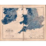 Hydrographic Southern England 1871 WK Johnston Antique Map.