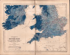 Hydrographic Southern England 1871 WK Johnston Antique Map.