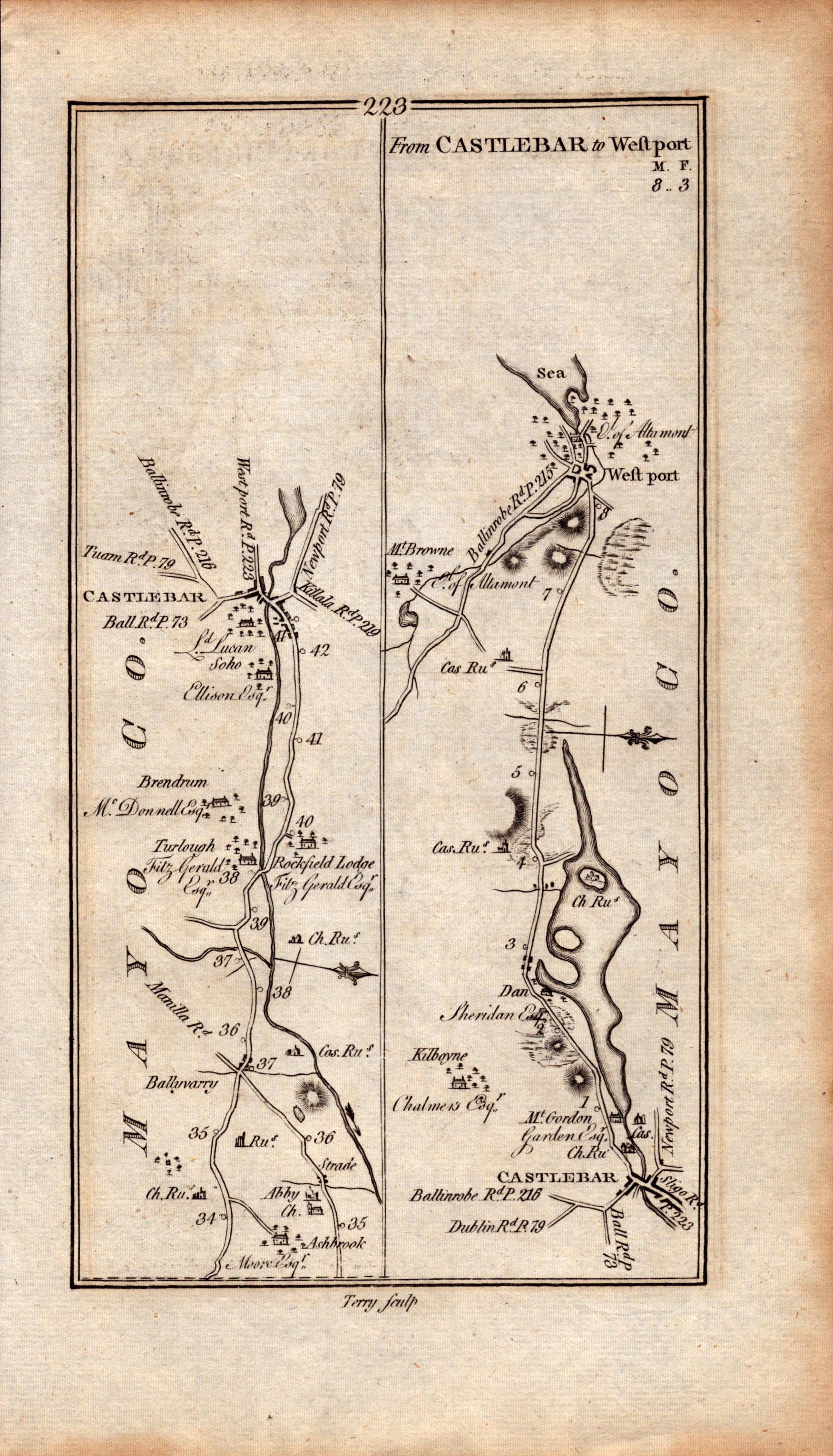 Ireland Rare Antique 1777 Map Mayo Castlebar Strade Ballyvary Westport. - Bild 3 aus 4