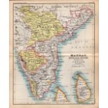 Madras Hyderabad Ceylon Double Sided Victorian Antique 1898 Map.
