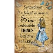 Alice In Wonderland ""Six Impossible Things"" Designed Quote Metal Wall Art