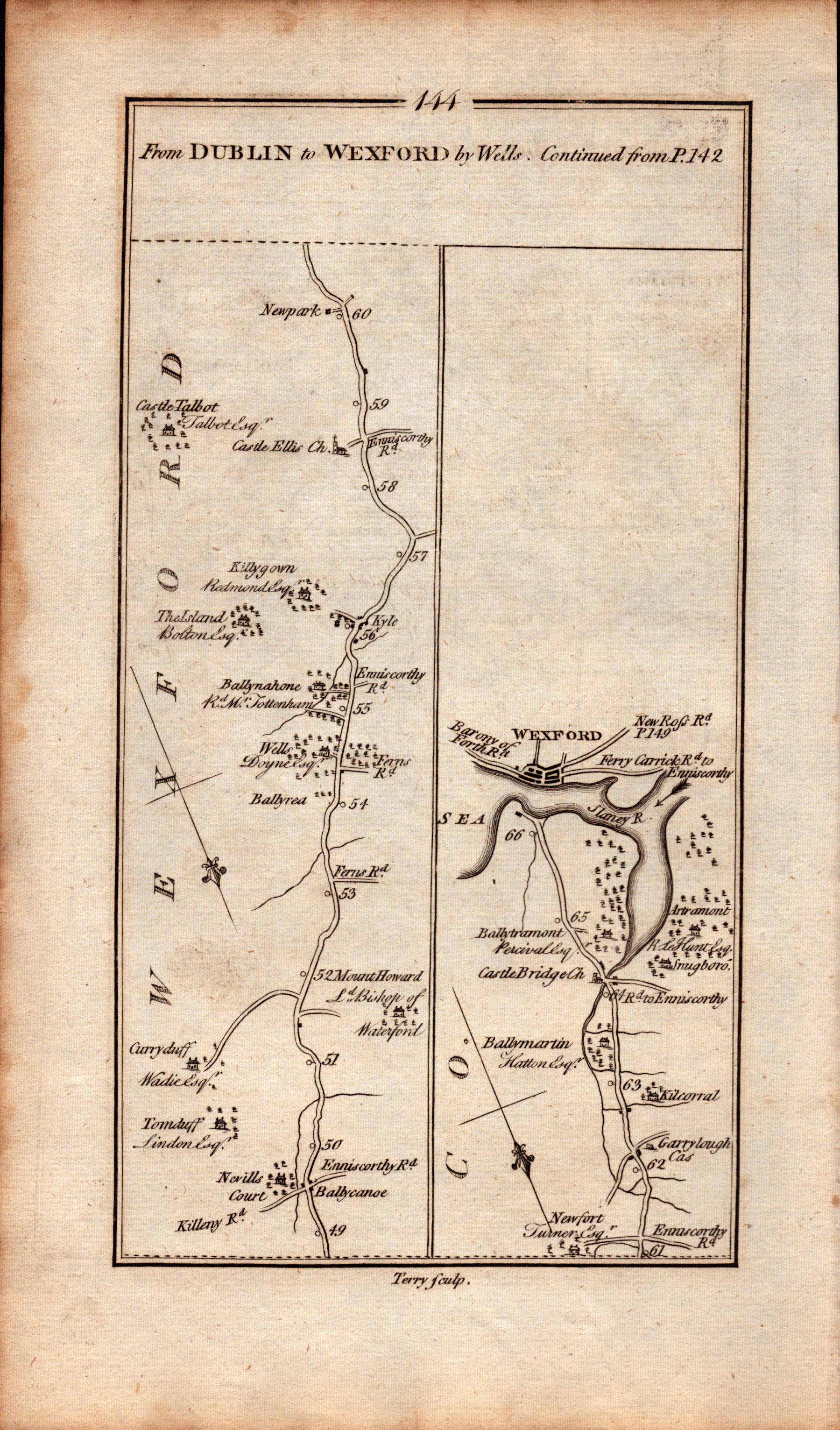 Ireland Rare Antique 1777 Map Carlow Kilkenny Wexford Gowran New Ross Etc. - Bild 2 aus 4