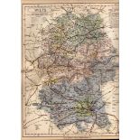 The County of Wiltshire Large Victorian Letts 1884 Antique Coloured Map.