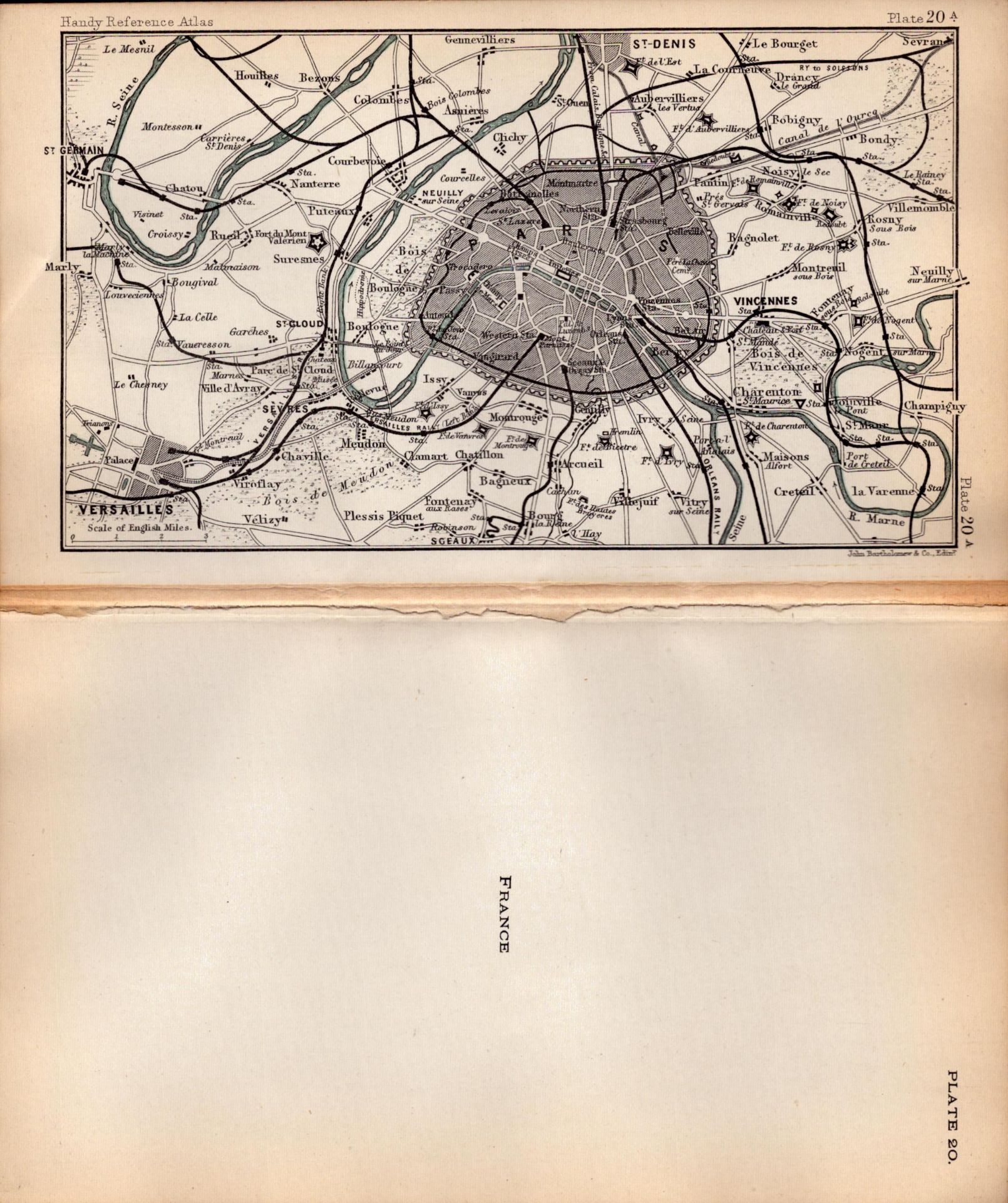 France Versailles St Denis Etc Double Sided Antique 1896 Map. - Image 2 of 3