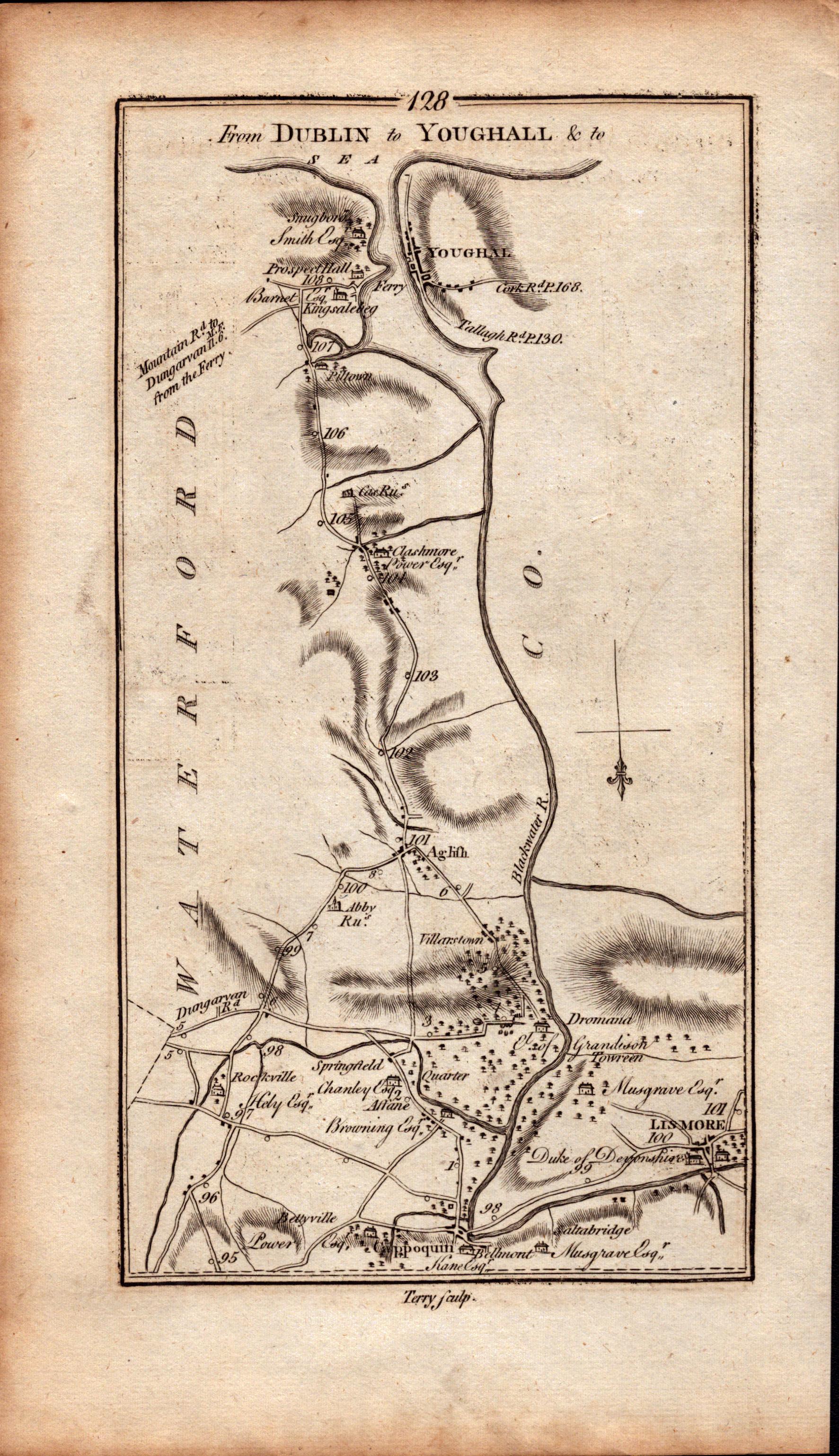 Ireland Rare Antique 1777 Map Clonmel Lismore Dungarvan Cork Youghal. - Bild 2 aus 4