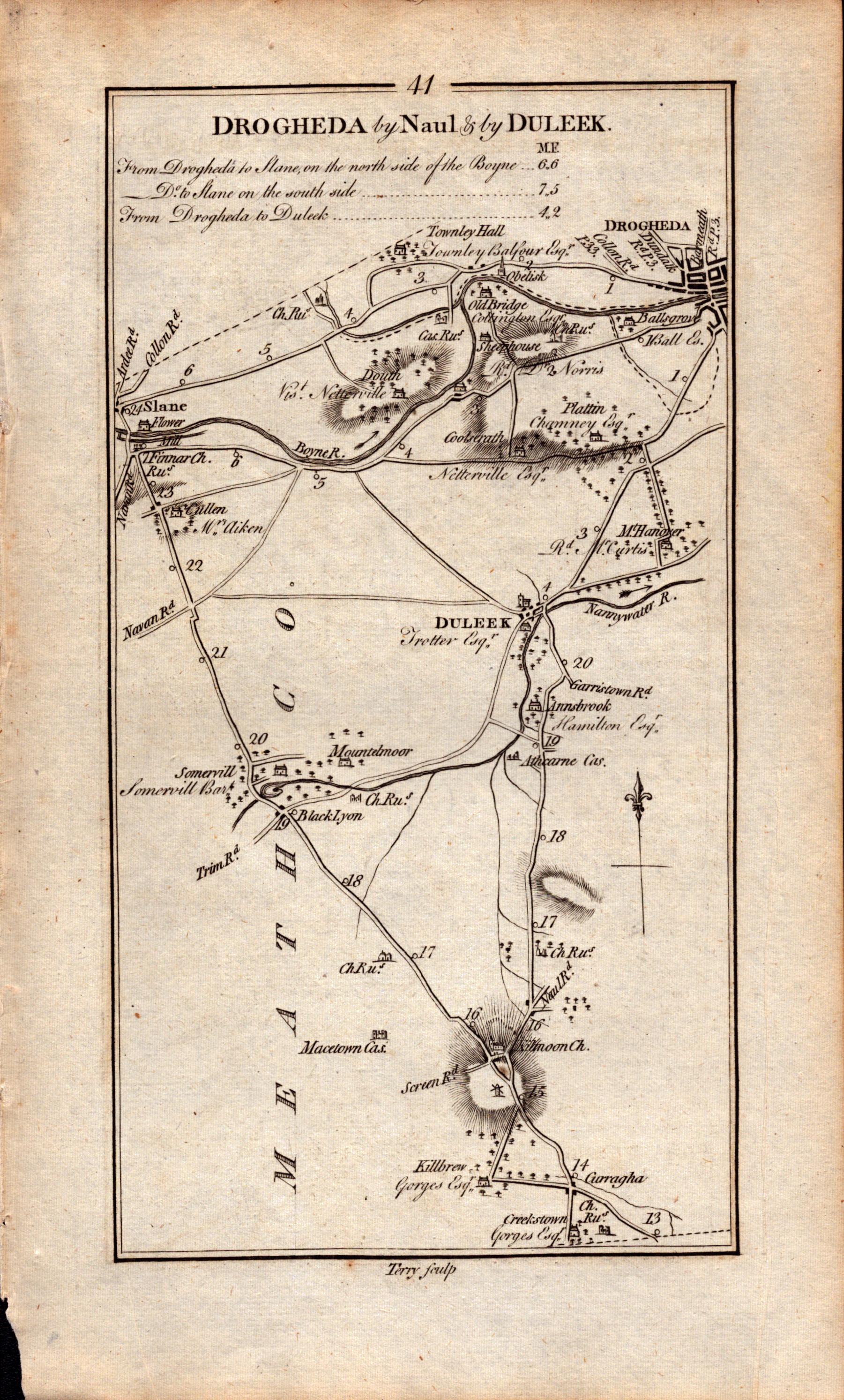 Ireland Rare Antique 1777 Map Slane Drogheda Dunleek Ardee Naul Co Meath. - Bild 2 aus 4