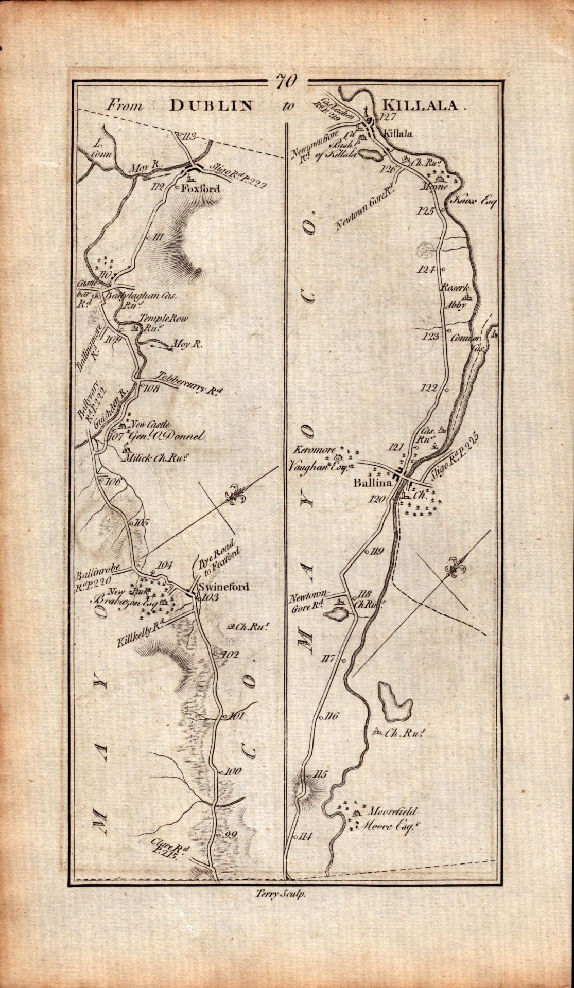 Ireland Rare Antique 1777 Map Mayo Roscommon Ballina Tulsk Foxford Etc. - Image 2 of 4