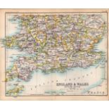 England & Wales Southern Area Double Sided Antique 1896 Map.