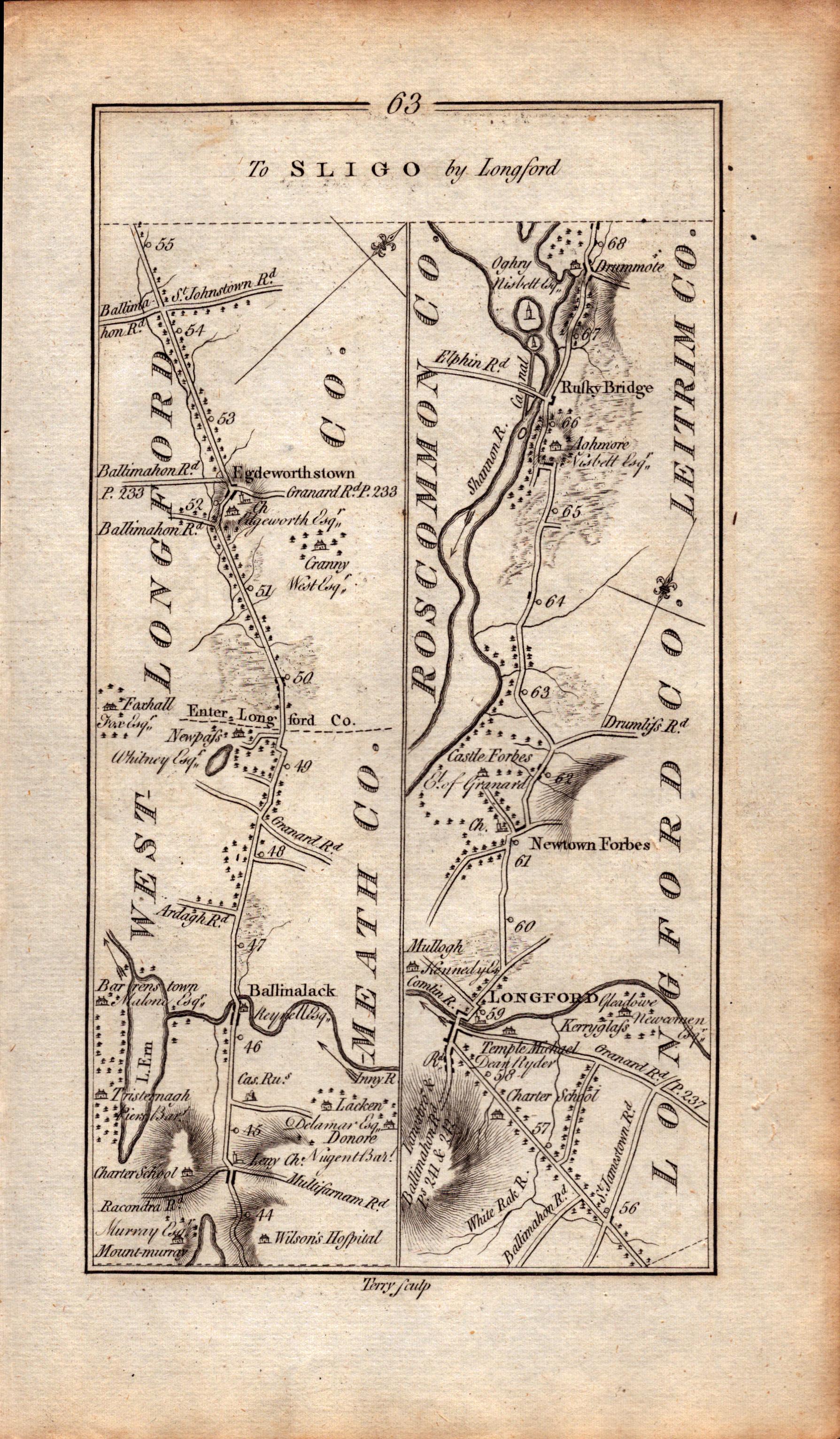 Ireland Rare Antique 1777 Map Sligo Longford Carrick On Shannon Areas. - Bild 2 aus 4