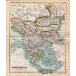 Balkan Peninsula Double Sided Victorian Antique 1898 Map.