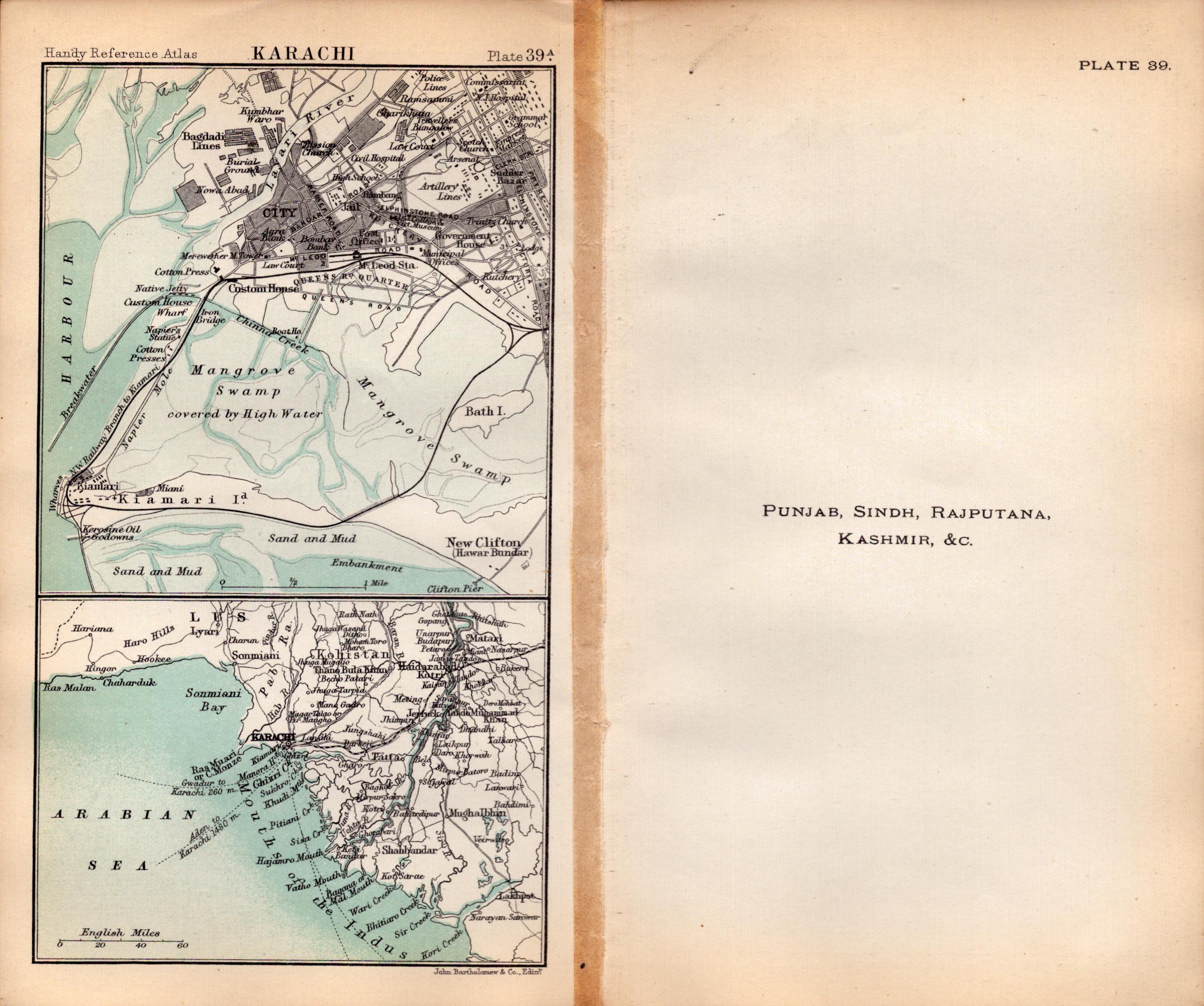 Punjab Rajputana Kashmir Double Sided Victorian Antique 1898 Map. - Image 2 of 3