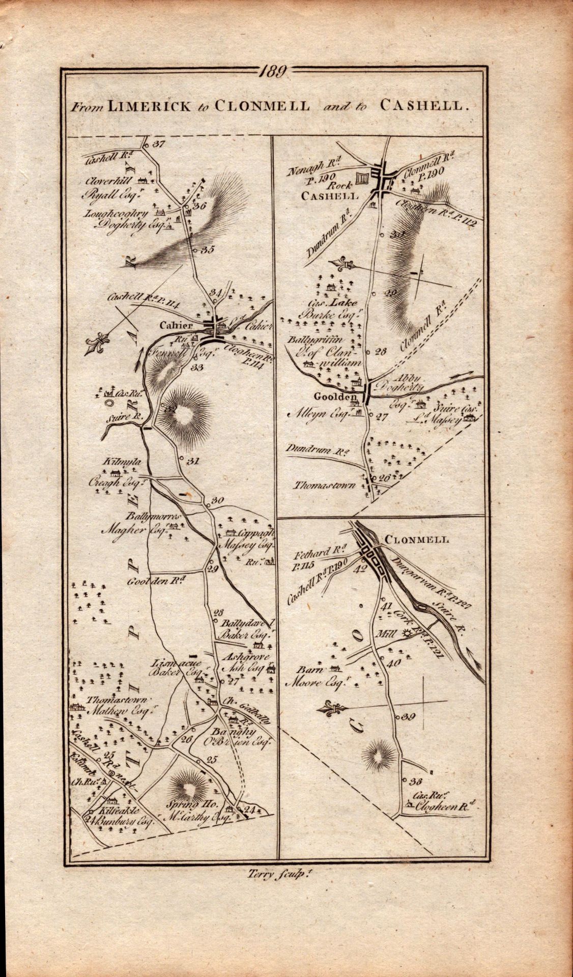 Ireland Rare Antique 1777 Map Limerick Clonmell Cashell Thurles. - Image 2 of 4