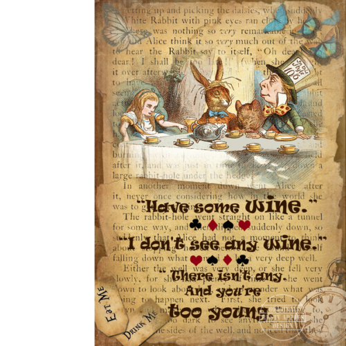 Alice In Wonderland ""Mad Hatter's Tea Party"" Designed Quote Metal Wall Art