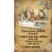 Alice In Wonderland ""Mad Hatter's Tea Party"" Designed Quote Metal Wall Art