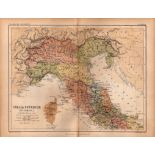 Antique 1867 Coloured Classical Geography Map Italia Et Corsica.