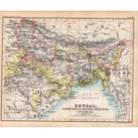 Bengal Assam India Etc Double Sided Victorian Antique 1898 Map.