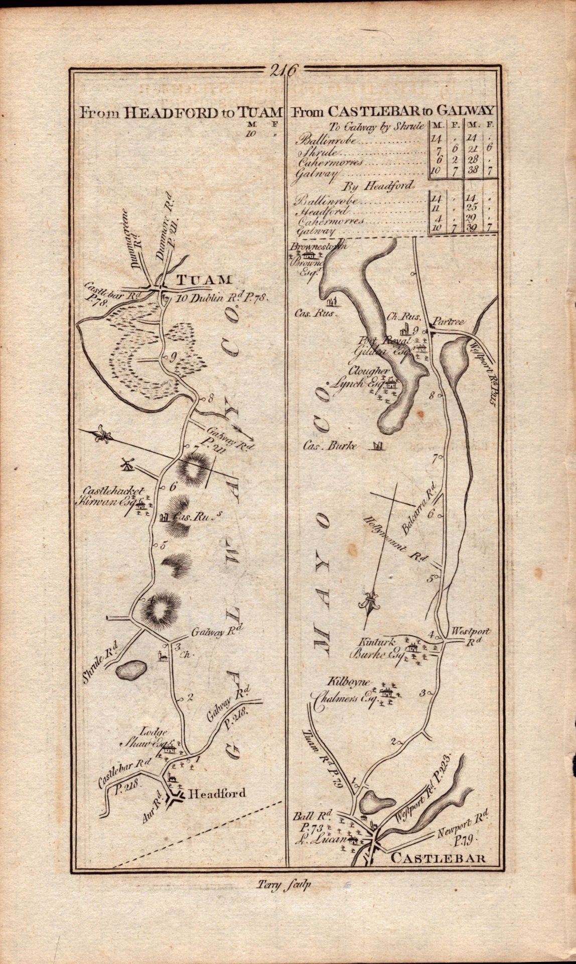 Ireland Rare Antique 1777 Map Mayo Westport Tuam Kilboyne Castlebar. - Image 2 of 4
