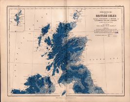 British Isles North Hydrographic 1871 WK Johnston Antique Map.