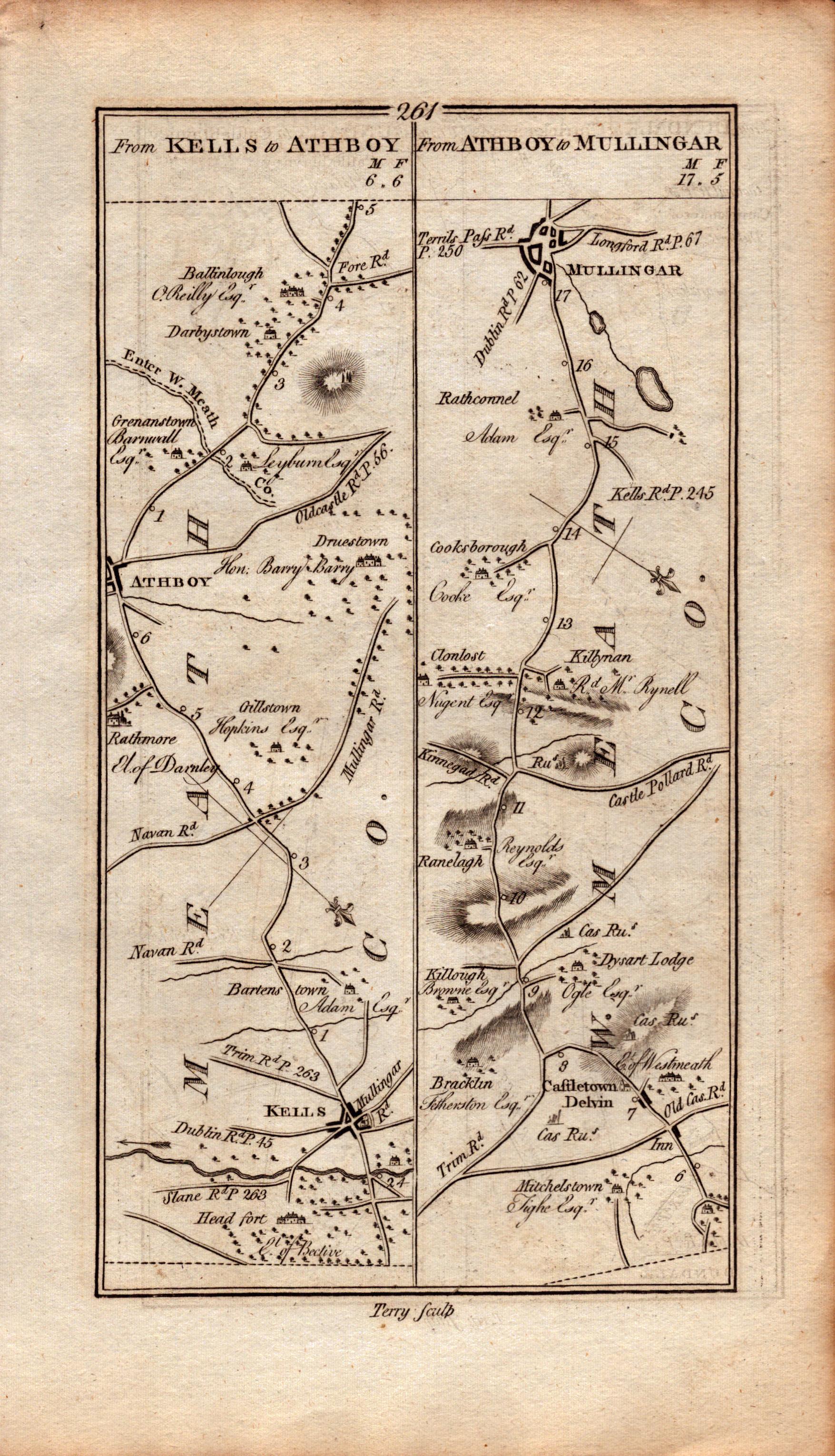 Ireland Rare Antique 1777 Map Mullingar Dundalk Louth Castleblaney. - Image 3 of 4