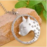 New! White Austrian Crystal Panther Pendant with Chain
